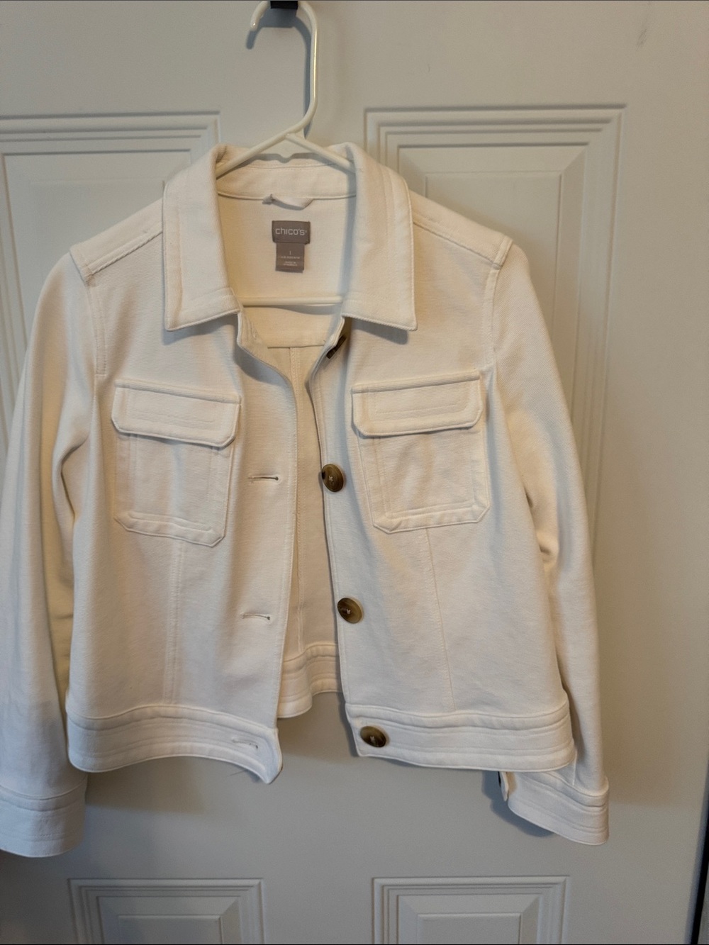 Chico's white Button-Front Jean Jacket